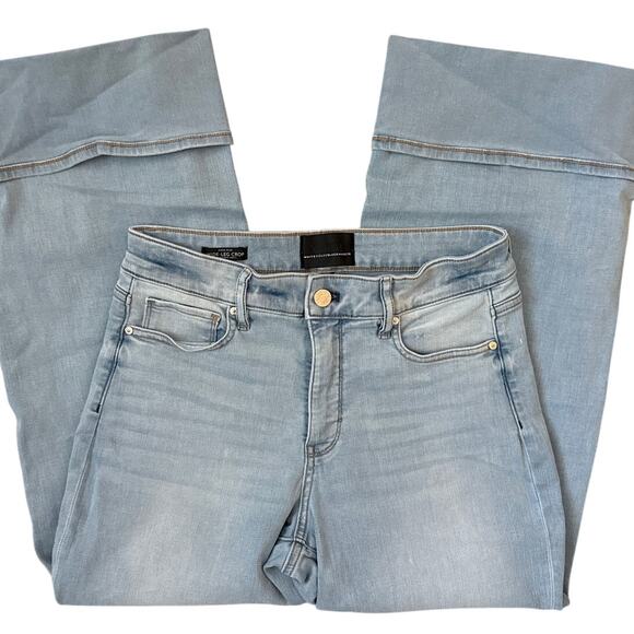 White House Black Market High Rise Wide Leg Cuff Crop Jeans Lavande Antique Sz 6 - Picture 6 of 10